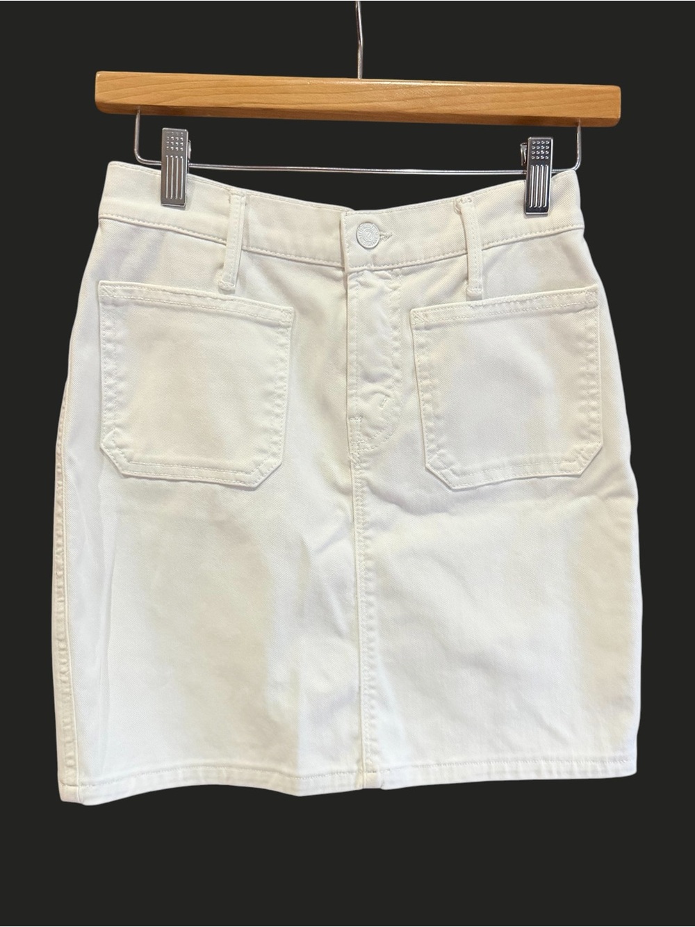 MOTHER Patchie‎ Skirt Mini Glass Slipper Wash White 27